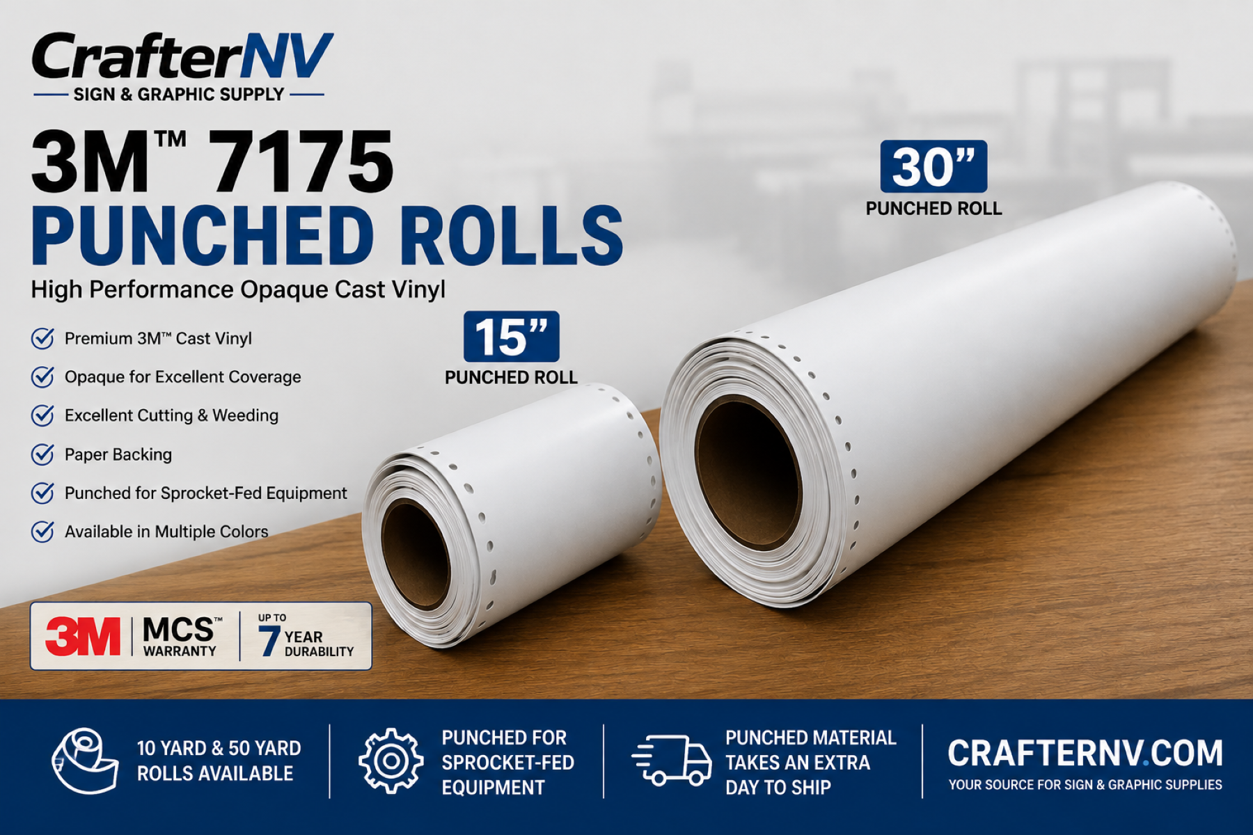 New 15" & 30" Punched Rolls Now Available – 3M™ 7175 High Performance Cast Vinyl