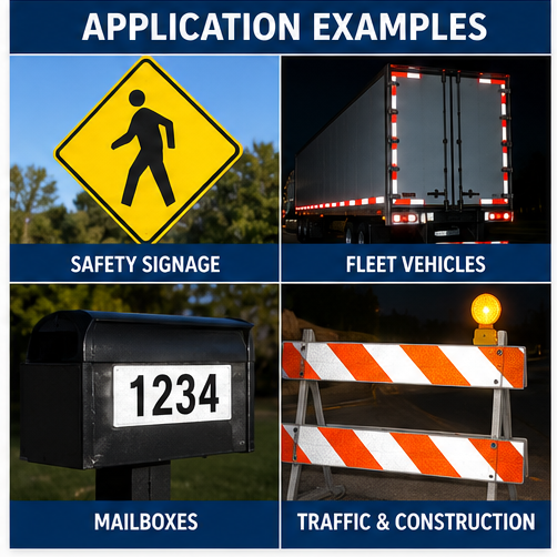 FDC Lumina 2407 reflective vinyl conceptual signage and visibility application examples