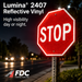 FDC Lumina 2407 reflective vinyl illustrative nighttime illuminated STOP sign; not a certified traffic sign