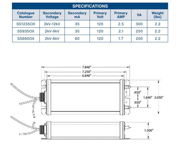 Channel Letter Transformer 2-9/35 Allanson Solid State 120v