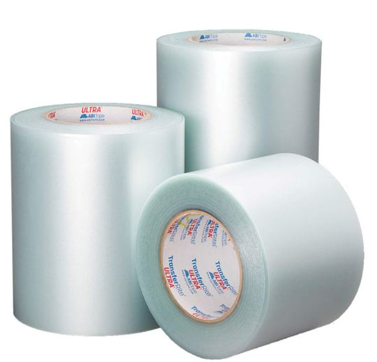 Three rolls of tape with a visible brand label on a white background
