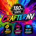 Colorful advertisement for 180mc Vinyl Crafter NV with splashes of color and text about best prices, customer service, and experience.