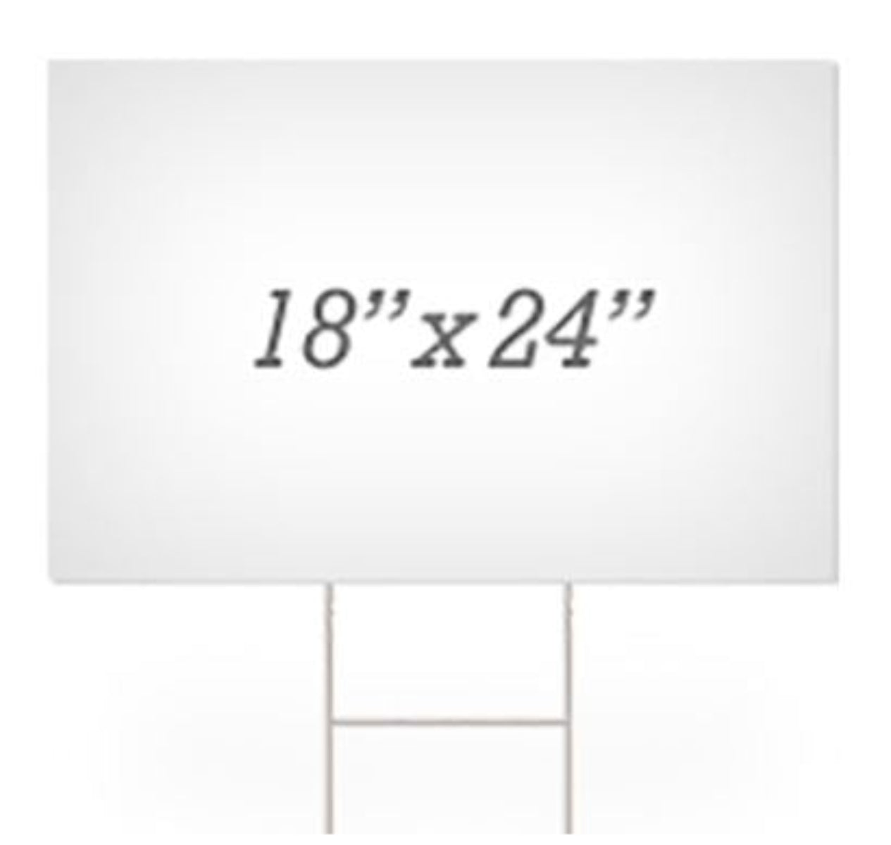 White signboard with dimensions 18" x 24" on a white background