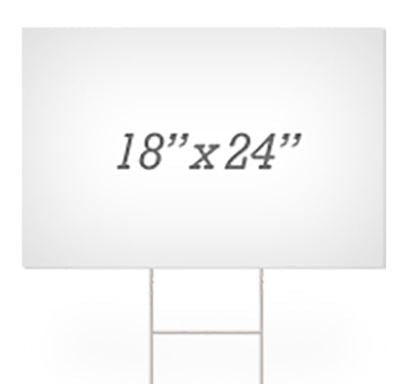 White signboard with dimensions 18" x 24" on a white background