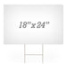 White signboard with dimensions 18" x 24" on a white background