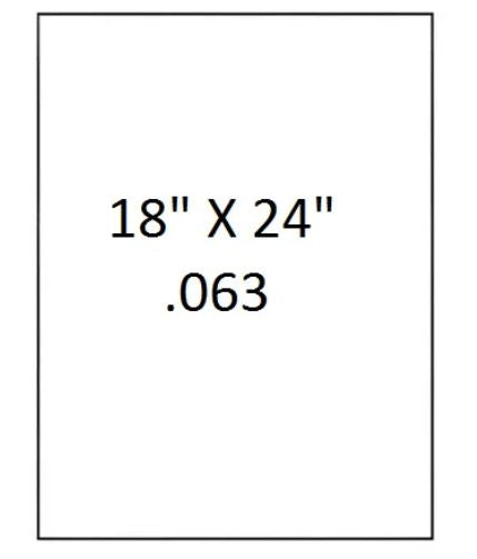 Measurement label for paper size 18" x 24" with thickness .063" on a white background.