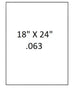 Measurement label for paper size 18" x 24" with thickness .063" on a white background.