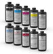 Set of Epson ink bottles on a white background