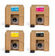 Four cardboard boxes with ink cartridge labels on a white background