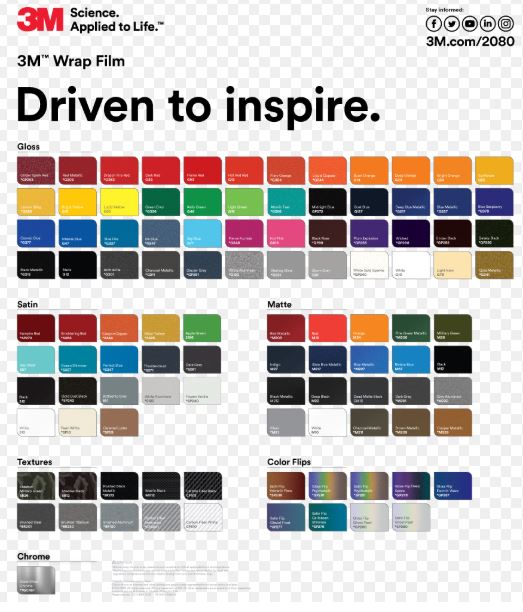 3M™ Wrap Film 2080 Swatch Book