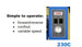 Control panel with '230C' label and text about operation on a white background