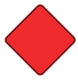 Red diamond-shaped sign with a black border on a white background