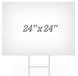 White board with dimensions 24" x 24" on a white background