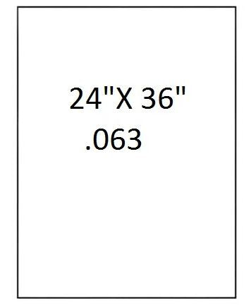 Measurement label with dimensions 24" x 36" and thickness .063" on a white background.