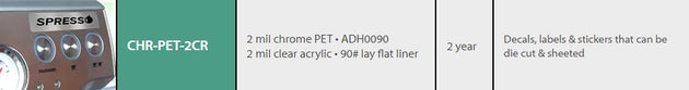 Chrome Printable High Tack PSA Film 1 & 2 mil Adhesive