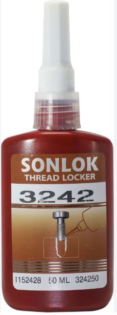 Sonlok thread locker bottle with label on a white background