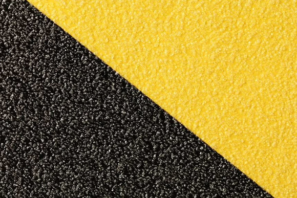 Striped Anti-Slip Grit Rolls & Tread Black/Yellow # 3360 Commercial Grade