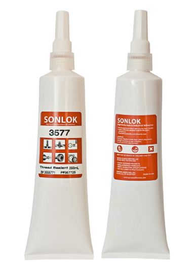 Two Sonlok 3577 thread resins on a white background