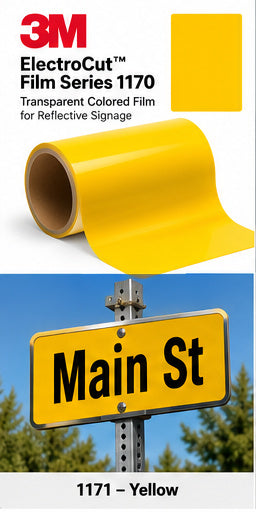 3M ElectroCut Film Series 1170 1171 Yellow product film and street-sign application