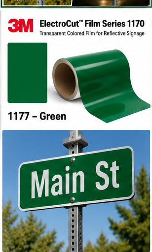 3M ElectroCut Film Series 1170 1177 Green transparent colored film product roll