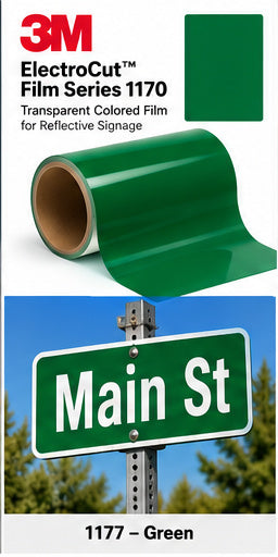 3M ElectroCut Film Series 1170 1177 Green product film and street-sign application