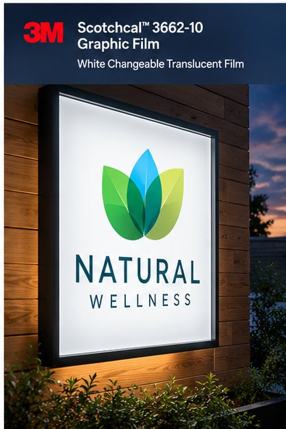 3M Scotchcal 3662-10 changeable translucent film illuminated backlit sign application