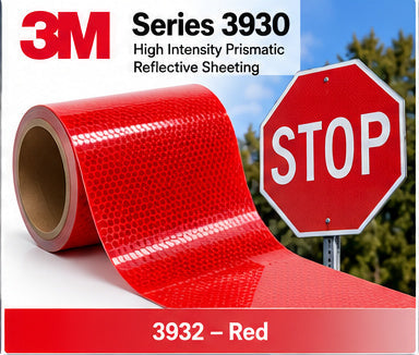 3M Series 3930 3932 Red High Intensity Prismatic reflective sheeting and traffic sign application