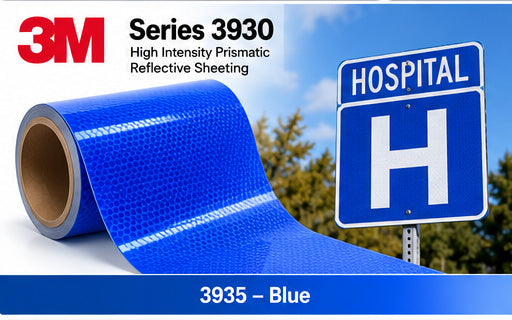 3M Series 3930 3935 Blue High Intensity Prismatic reflective sheeting and traffic sign application