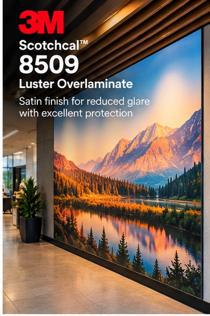 3M Scotchcal 8509 luster overlaminate on a protected printed display graphic