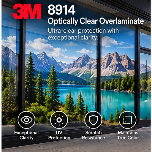 3M Scotchcal 8914 optically clear overlaminate for protected window graphics