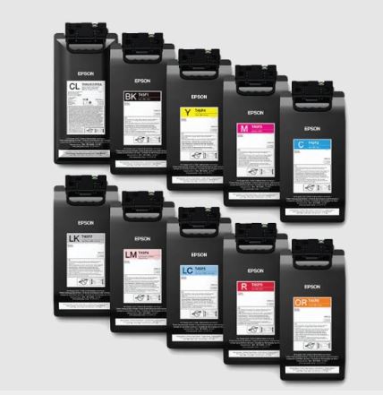 Set of Epson ink cartridges on a light gray background