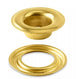 Two gold metal washers on a white background