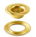 Two gold metal washers on a white background