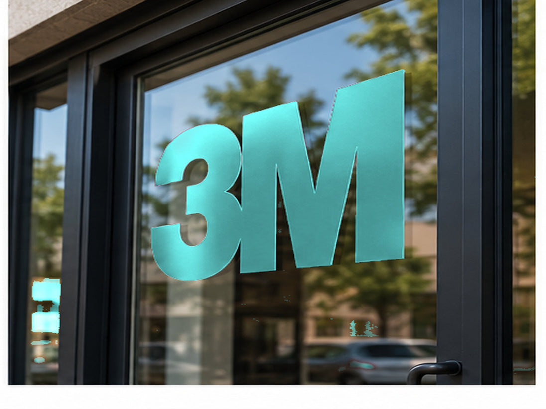3M 180MC Controltac Dark Aqua 307 window graphic application example; striping is supplied in the selected width.