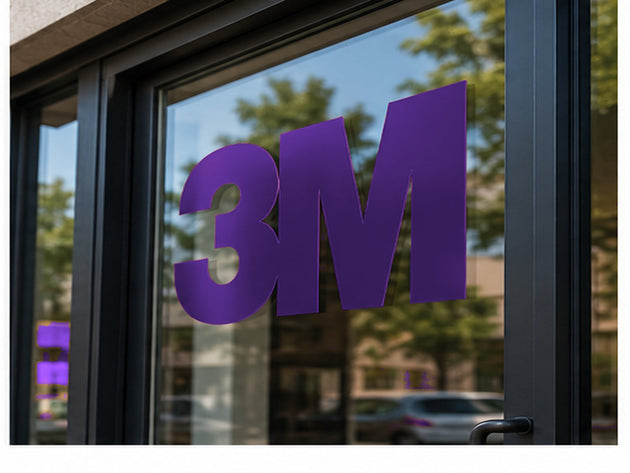3M 180MC Controltac Royal Purple 038 window graphic application example; striping is supplied in the selected width.