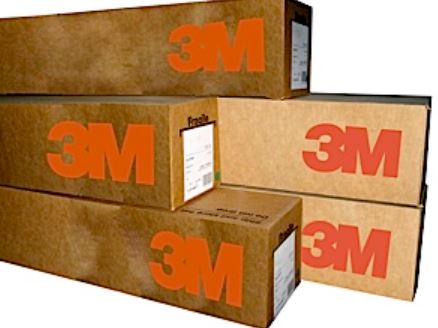 Stack of 3M branded boxes on a white background