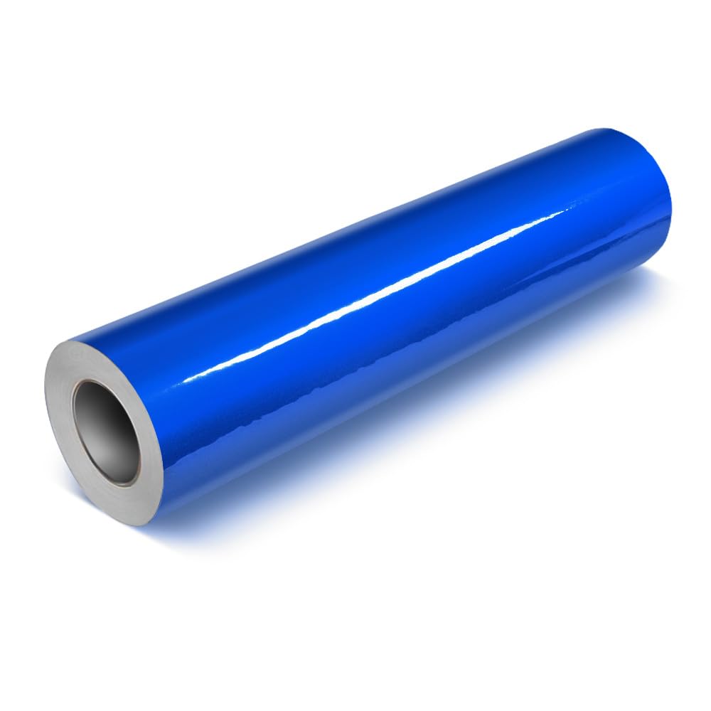 Roll of blue vinyl on a white background