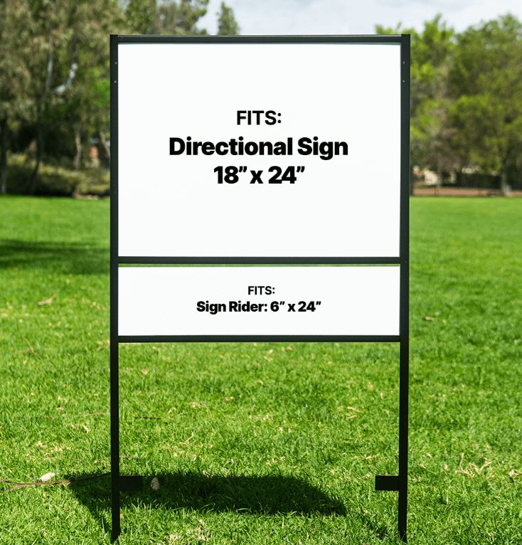 Double Stake Sign Frame 18" × 24" with 6" × 24" Bottom Rider