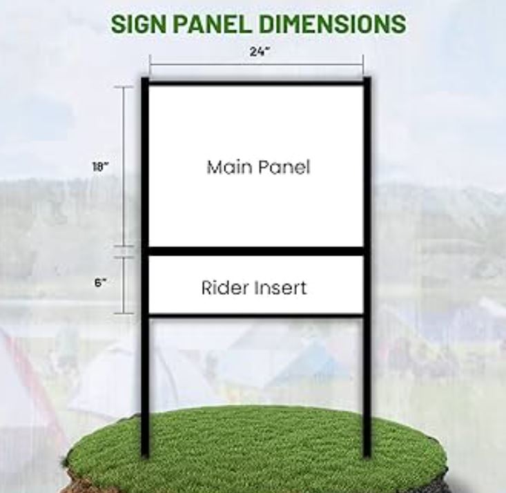Double Stake Sign Frame 18" × 24" with 6" × 24" Bottom Rider
