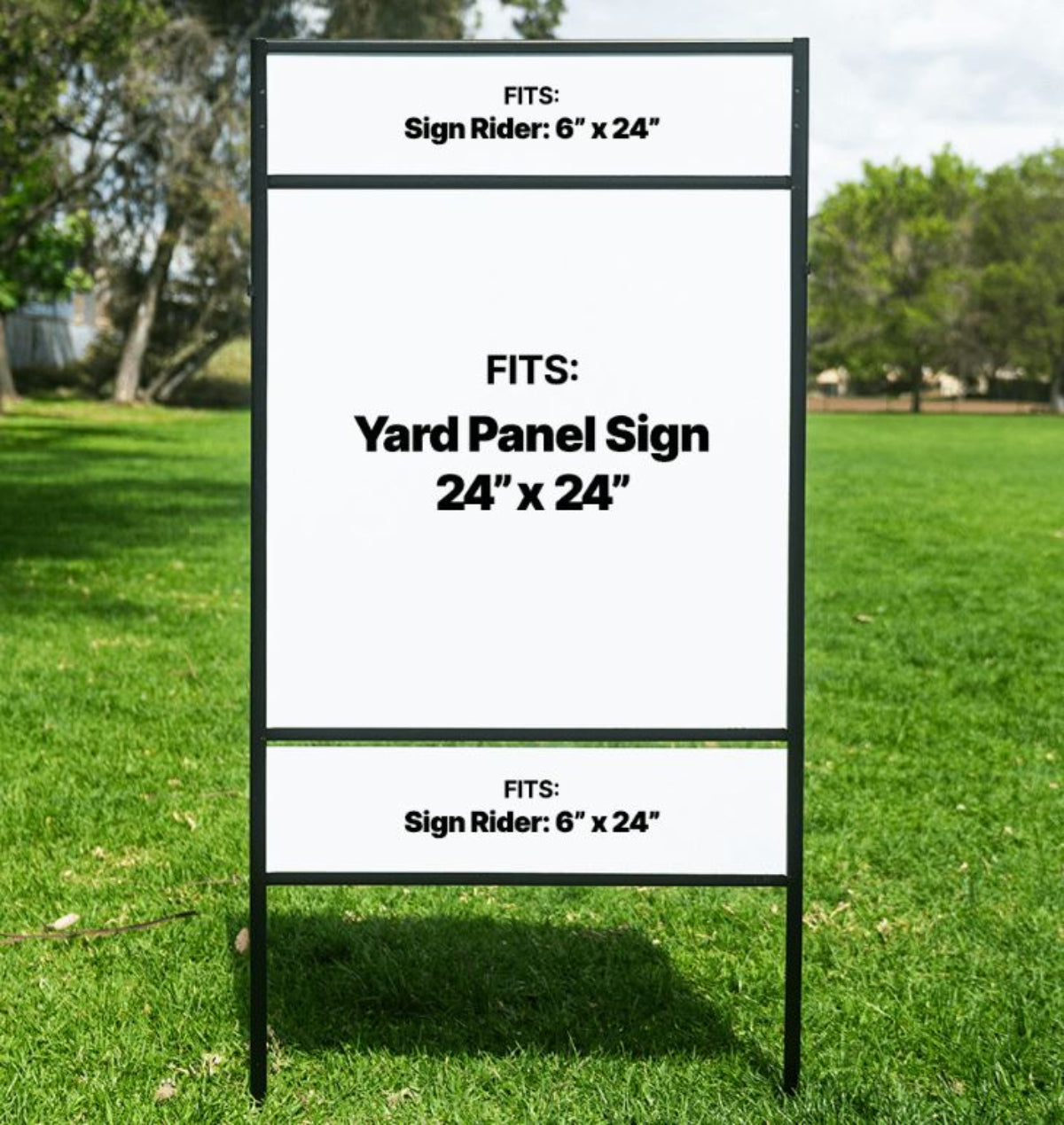 Sign Frame With 2 Posts 18x24 Sign Frame with Top & Bottom Riders – Double Stake