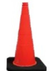 Red traffic cone on a white background