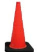 Red traffic cone on a white background