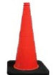 Red traffic cone on a white background