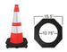 Traffic cone with measurement details on a white background