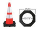 Traffic cone with measurement details on a white background