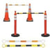 Set of traffic cones and barriers on a white background
