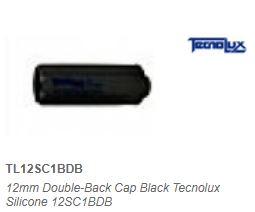 Black silicone double-back cap with 'Tecnolux' branding on a white background