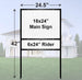 Measurement chart for sign sizes with a house in the background