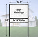 Measurement chart for sign sizes with a house in the background
