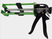 Caulking gun with green and black design on a white background